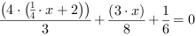 (4*(1/4*x+2))/3+(3*x)/8+1/6 = 0