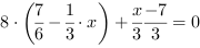 8*(7/6-1/3*x)+x/3-7/3 = 0