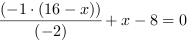 (-1*(16-x))/(-2)+x-8 = 0