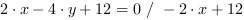 2*x-4*y+12 = 0 // - 2*x+12