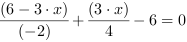 (6-3*x)/(-2)+(3*x)/4-6 = 0