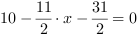 10-11/2*x-31/2 = 0