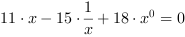 11*x^1-15*x^-1+18*x^0 = 0