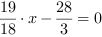 19/18*x-28/3 = 0