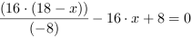 (16*(18-x))/(-8)-16*x+8 = 0