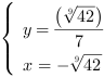 /| y = (42^(1/9))/7| x = -42^(1/9)