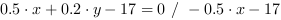 0.5*x+0.2*y-17 = 0 // - 0.5*x-17